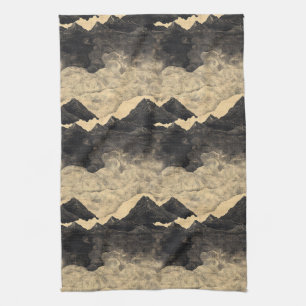 Linge De Cuisine Paysage de montagnes aux nuages vintage (2)