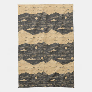 Linge De Cuisine Paysage de montagnes aux nuages vintage (7)