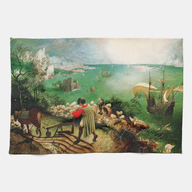 Linge De Cuisine Paysage de Pieter Bruegel avec l'automne d'Icare (Horizontal)
