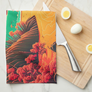 Linge De Cuisine Paysage de plage tropicale en été coloré  