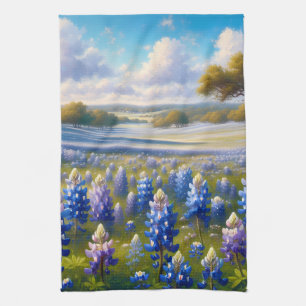 Linge De Cuisine Paysage de prairie de bleuets du Texas