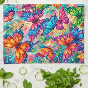 Linge De Cuisine Paysage de rêves de papillon vibrant – Boho tropic