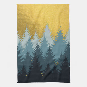 Linge De Cuisine Paysage d'or des arbres forestiers