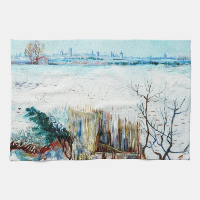 Linge De Cuisine Paysage enneigé avec Arles par Vincent van Gogh (Horizontal)