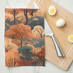 Linge De Cuisine Paysage forestier d'automne stratifié - Bois rusti