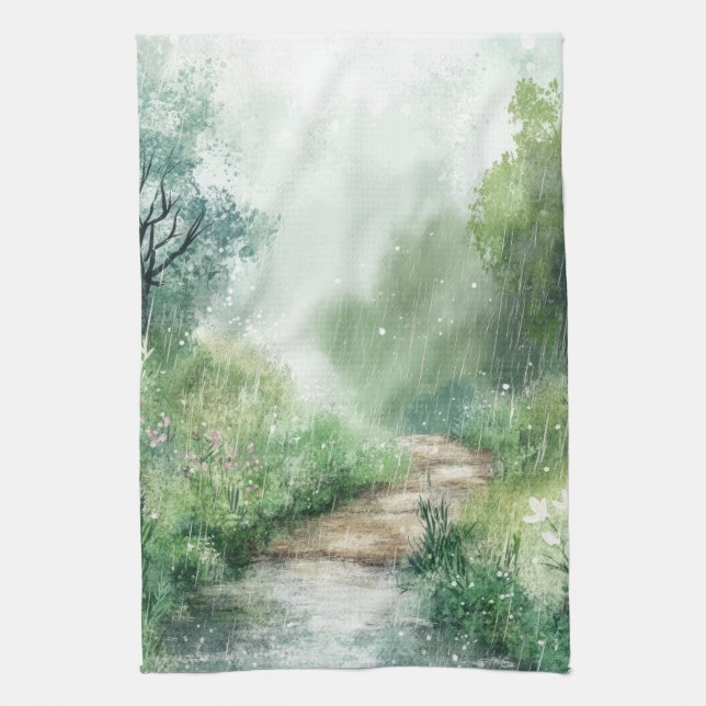 Linge De Cuisine Paysage forestier de route de campagne brumeuse (2 (Vertical)