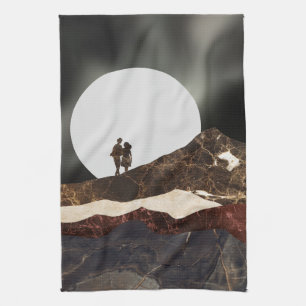 Linge De Cuisine Paysage Marbré Romantique au Clair de Lune