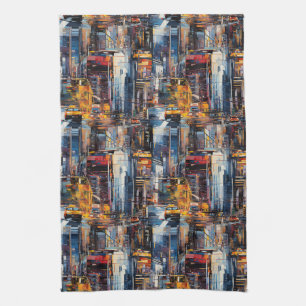 Linge De Cuisine Paysage urbain cyberpunk abstrait (1)