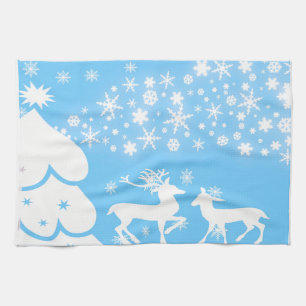 Linge De Cuisine Paysages naturels Saisons Hiver Feu de neige Cerf