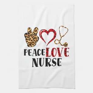 Linge De Cuisine Peace Love Nurse - Cute Nurse Design (2)