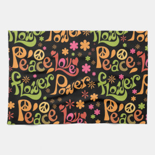 Linge De Cuisine Peace Love Word Art Vibes Super Slogan