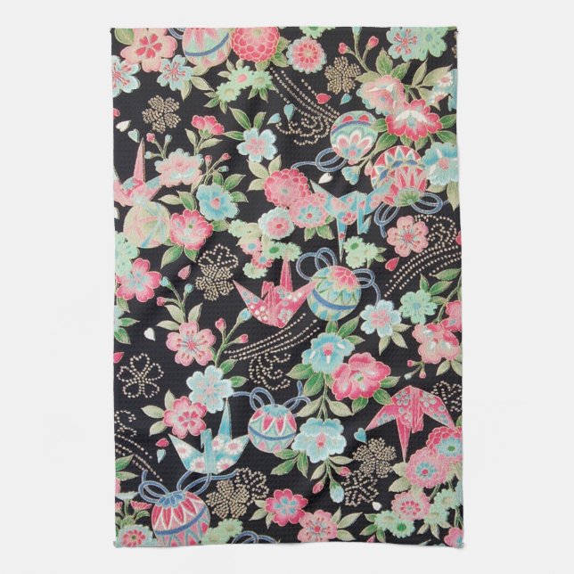 Linge De Cuisine Peace Orizuru et Flower, design japonais (Vertical)