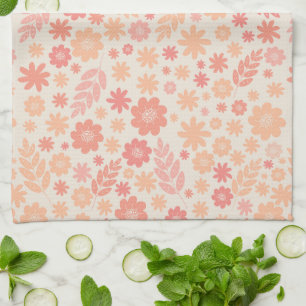 Linge De Cuisine Peach Airy Fleur sauvage Meadow Motif