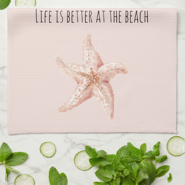 Linge De Cuisine Peach Starfish Better at Beach (Plié)