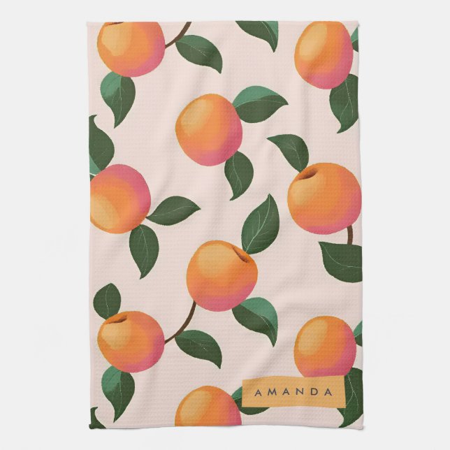 Linge De Cuisine Peachs Motifs de pêche personnalisés (Vertical)