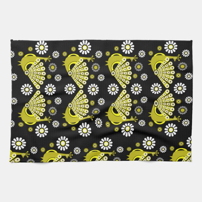 Linge De Cuisine Peacock Bird Art graphique (Horizontal)