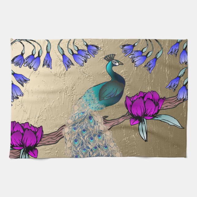 Linge De Cuisine Peacock En Or (Horizontal)
