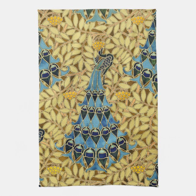 Linge De Cuisine Peacocks Birds Rowan Trees Art Nouveau (Vertical)