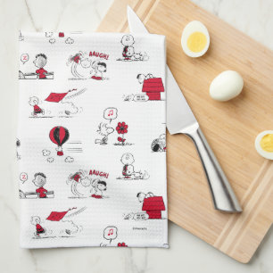 Linge De Cuisine PEANUTS   Motif rouge et noir