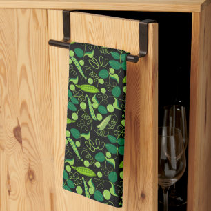Linge De Cuisine Peas motif 01.bw Black BG