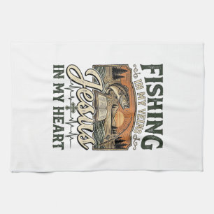 Linge De Cuisine Pêche dans mes veines Jésus dans mon cœur Vintage