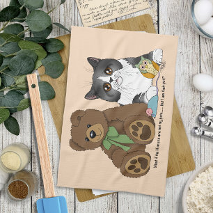 Linge De Cuisine Pêche Fantaisiste Ourson en Peluche Gris Humour de