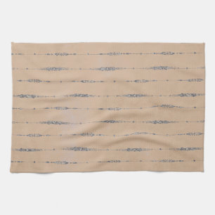 Linge De Cuisine Pêche vintage et élégante gris argenté rayé