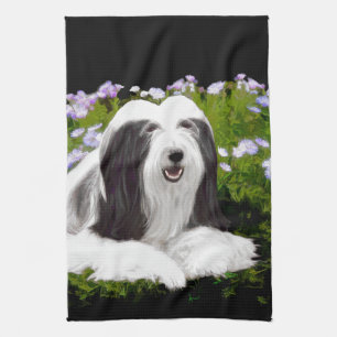 Linge De Cuisine Peinture à collie à poils - Joli art original de c