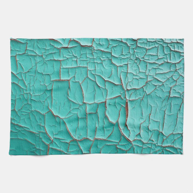 Linge De Cuisine Peinture à écaillage rustique turquoise rose vinta (Horizontal)