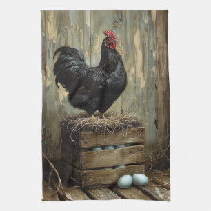 Linge De Cuisine Peinture à l'américaine d'une poule noire
