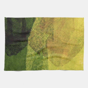 Linge De Cuisine Peinture abstraite de la nature verte jaune noir f