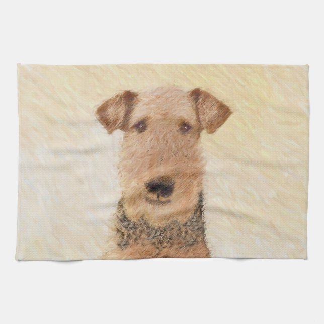 Linge De Cuisine Peinture Airedale Terrier - Cute Original Art (Horizontal)