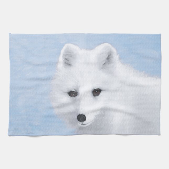 Linge De Cuisine Peinture Arctic Fox - Art original de la faune (Horizontal)