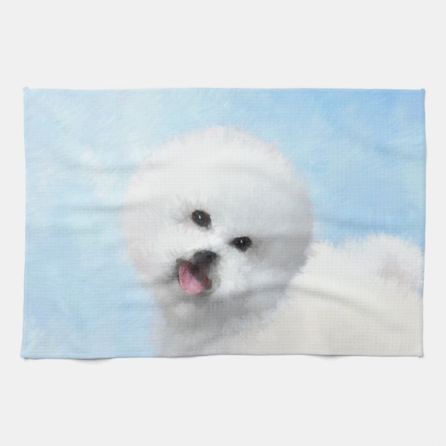 Linge De Cuisine Peinture Bichon Frise - Cute Original Chien Art (Horizontal)