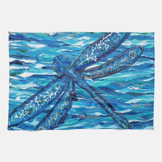Linge De Cuisine Peinture Blue Dragonfly (Horizontal)