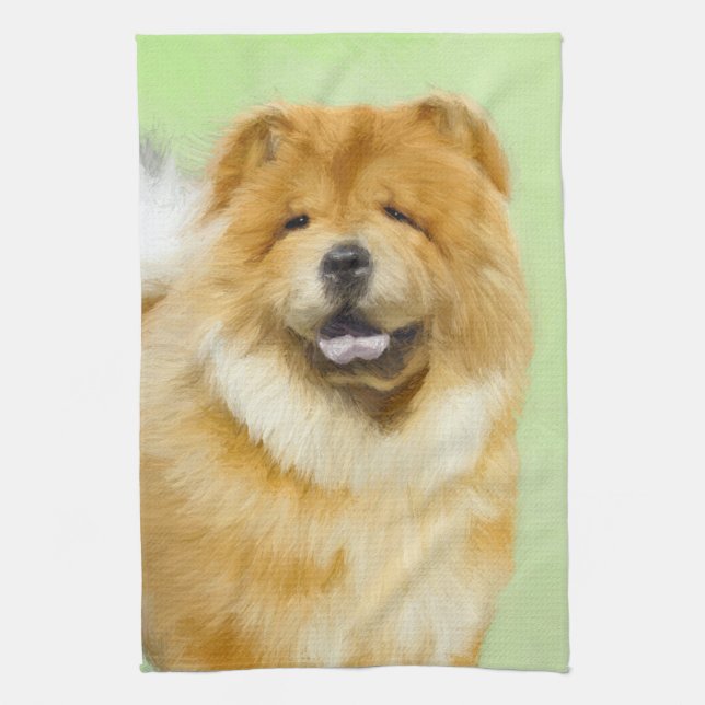 Linge De Cuisine Peinture Chow Chow - Joli art original chien (Vertical)