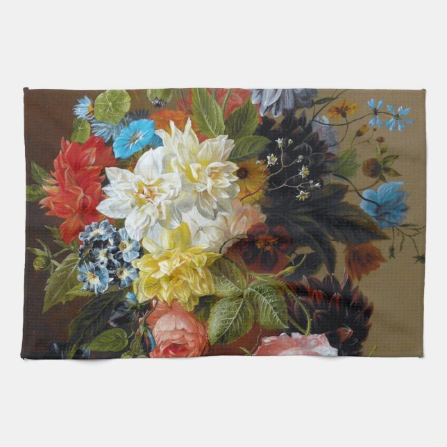 Linge De Cuisine Peinture classique Vintage Fleurs (Horizontal)