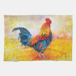 Linge De Cuisine Peinture colorée d'art numérique de coq