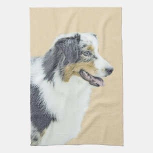 Linge De Cuisine Peinture de berger australienne - Art original de 