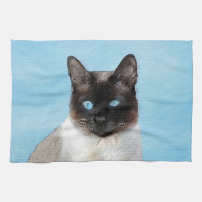 Linge De Cuisine Peinture de chats de Siamese - Cute Original Cat A (Horizontal)