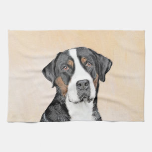 Linge De Cuisine Peinture de Chien de Montagne - Art original
