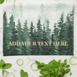 Linge De Cuisine Peinture de forêt aquarelle personnalisée<br><div class="desc">Elégante aquarelle vert de la forêt peinture personnalisée serviette de cuisine.</div>