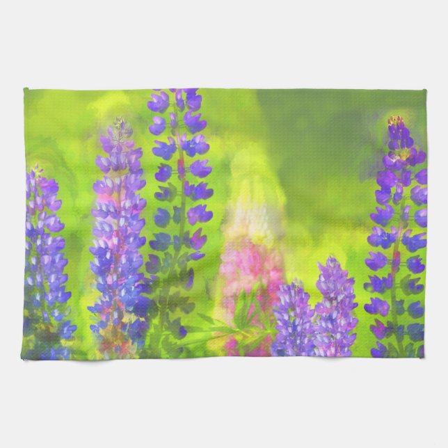 Linge De Cuisine Peinture de loup - art original de fleur (Horizontal)