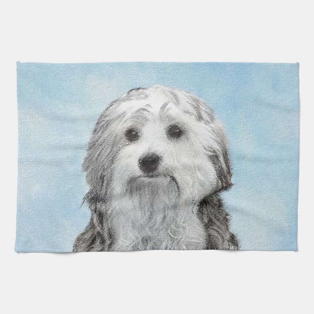 Linge De Cuisine Peinture de Lowchen - Art de chien original mignon (Horizontal)