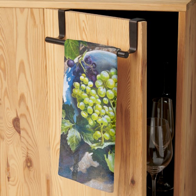 Linge De Cuisine Peinture de nature morte de raisin vert (Pliage en tiers)