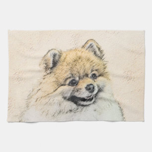 Linge De Cuisine Peinture de Pomeranian (Orange) - Art de Chien Ori