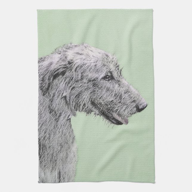 Linge De Cuisine Peinture de Wolfhound en Irlande - Beau art origin (Vertical)