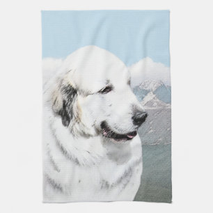 Linge De Cuisine Peinture des Grandes Pyrénées - Art de chien origi