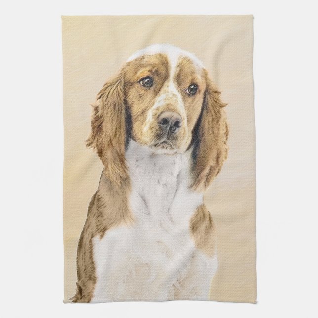 Linge De Cuisine Peinture d'espagnol Welsh Springer - Art original  (Vertical)