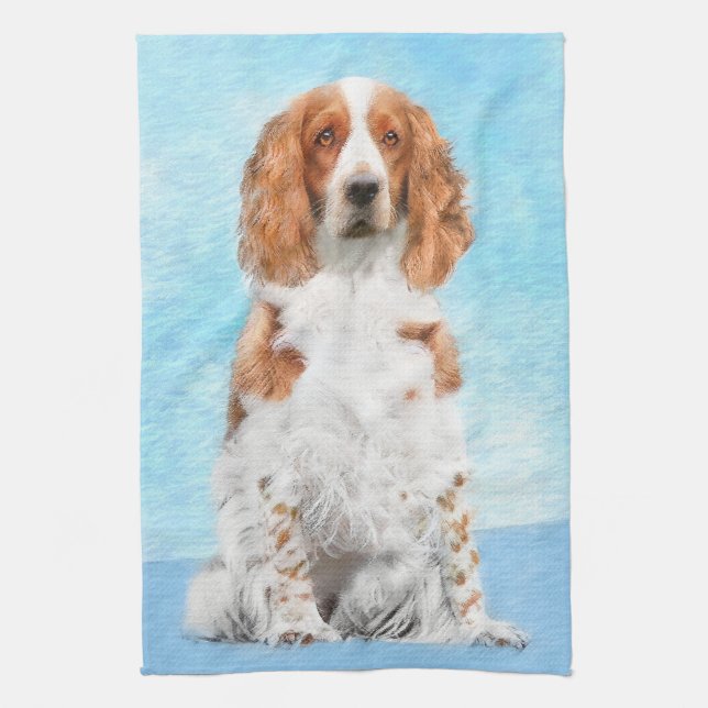 Linge De Cuisine Peinture d'espagnol Welsh Springer - Art original  (Vertical)